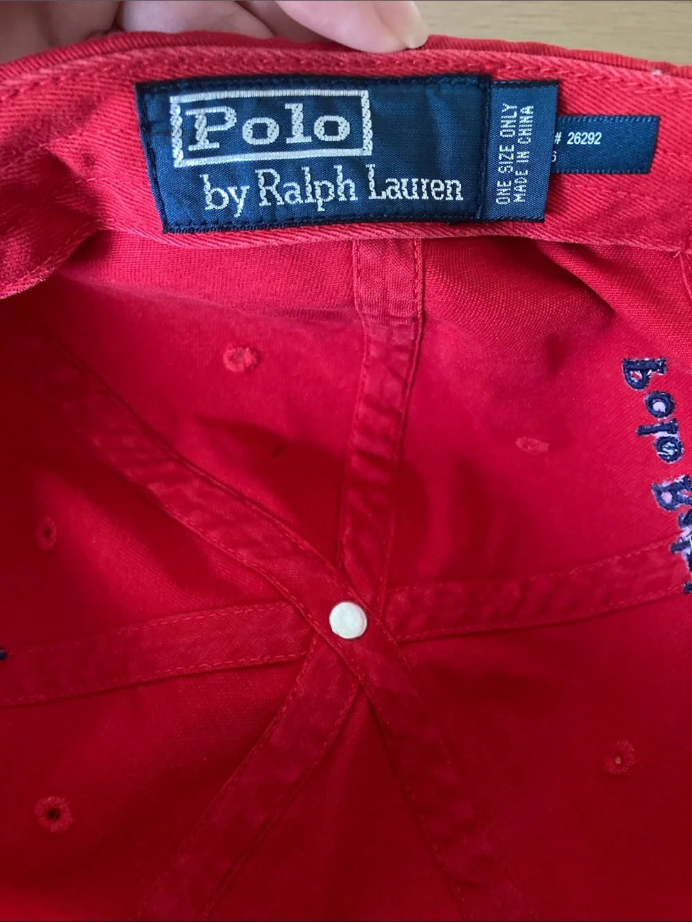 Polo Ralph Lauren Red Baseball Cap Vintage with Navy Pony and embroidery back
